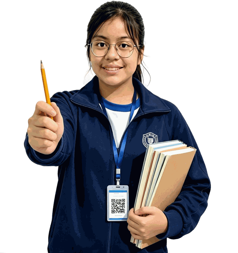 Estudiante con su carnet QR de ASIS PRO